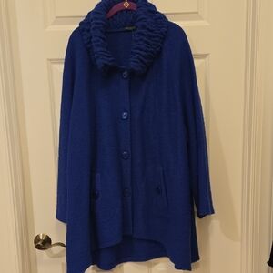 For Cynthia Royal Blue Boiled Wool Coat Sz 20